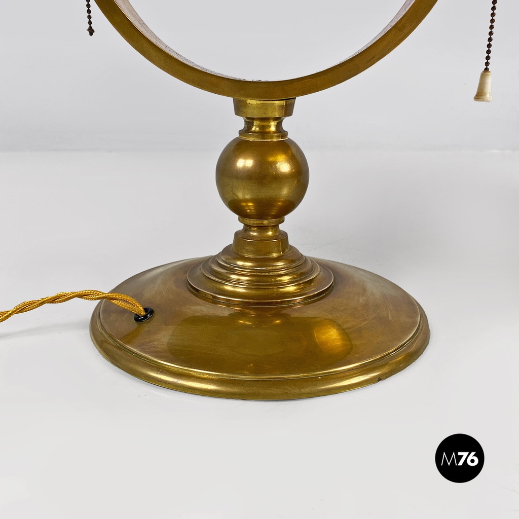 Italian mid century modern brass and black glossy abat jour or table lamps 1940s