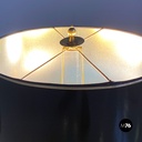 Italian mid century modern brass and black glossy abat jour or table lamps 1940s