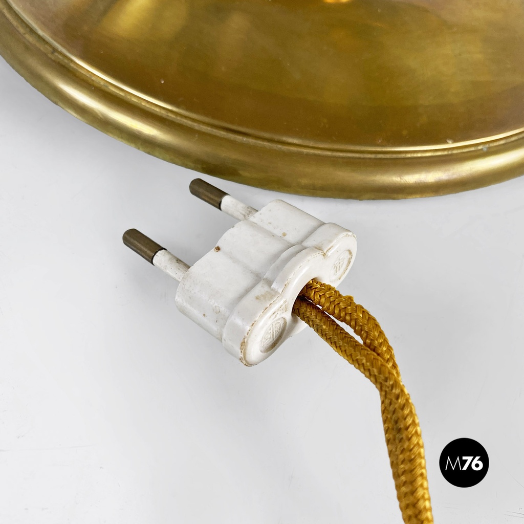 Italian mid century modern brass and black glossy abat jour or table lamps 1940s