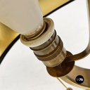 Italian mid century modern brass and black glossy abat jour or table lamps 1940s