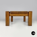 Italian modern wooden coffee table with geometric lines and squared legs, 1970s
