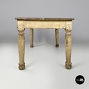 Italian antique white painted wooden dining table with two drawers, late 1800s
