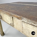 Italian antique white painted wooden dining table with two drawers, late 1800s