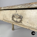 Italian antique white painted wooden dining table with two drawers, late 1800s