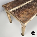 Italian antique white painted wooden dining table with two drawers, late 1800s