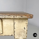 Italian antique white painted wooden dining table with two drawers, late 1800s