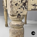 Italian antique white painted wooden dining table with two drawers, late 1800s
