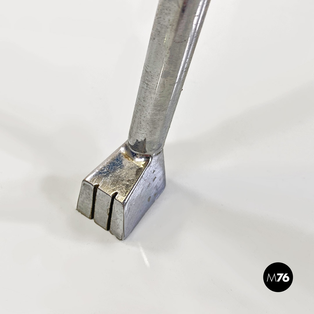 Italian modern steel and black leather chair by Alessandro Mendini, Zabro 1980s