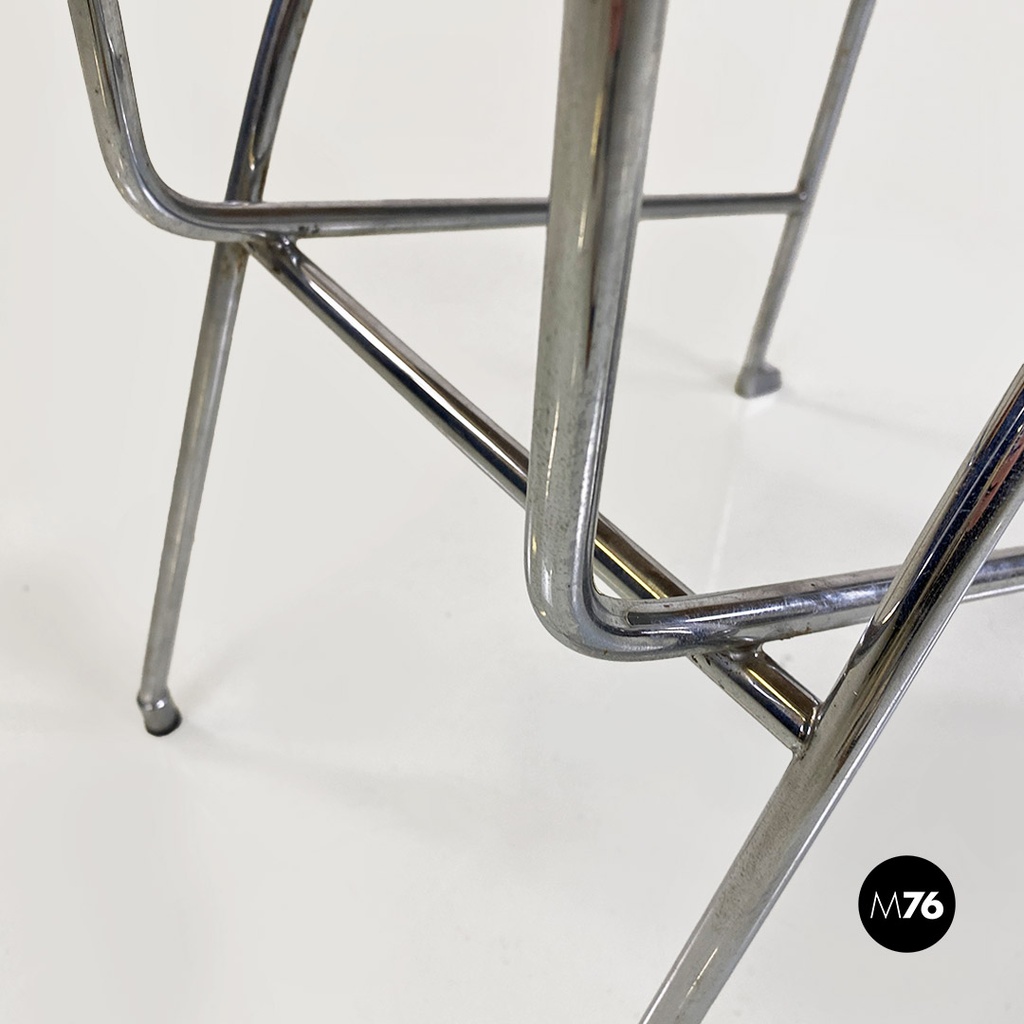 Italian modern steel and black leather chair by Alessandro Mendini, Zabro 1980s