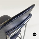 Italian modern steel and black leather chair by Alessandro Mendini, Zabro 1980s