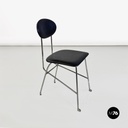 Italian modern steel and black leather chair by Alessandro Mendini, Zabro 1980s