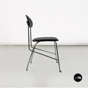Italian modern steel and black leather chair by Alessandro Mendini, Zabro 1980s
