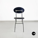Italian modern steel and black leather chair by Alessandro Mendini, Zabro 1980s