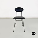 Italian modern steel and black leather chair by Alessandro Mendini, Zabro 1980s