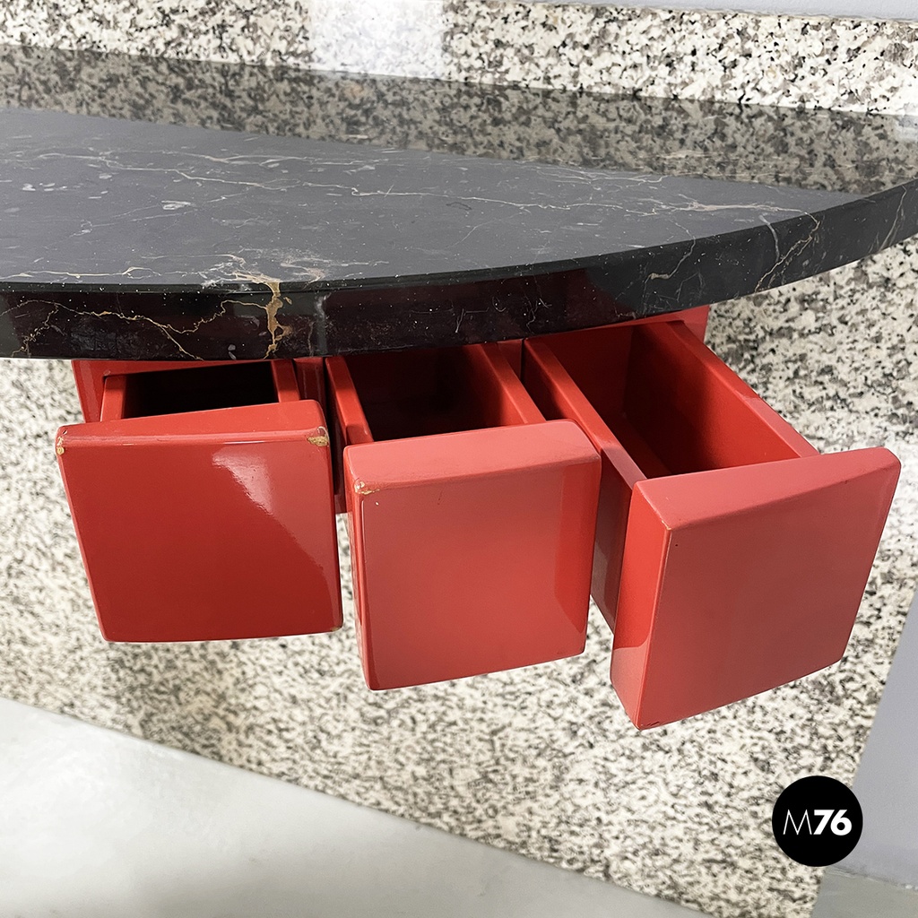 Italian modern Black marble granite console Belvedere by Cibic for Memphis 1980s