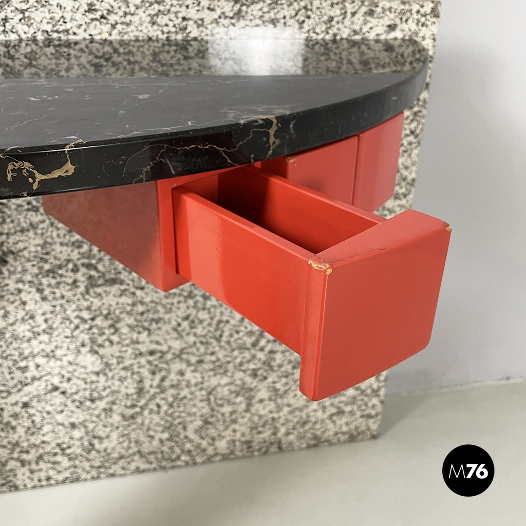 Italian modern Black marble granite console Belvedere by Cibic for Memphis 1980s