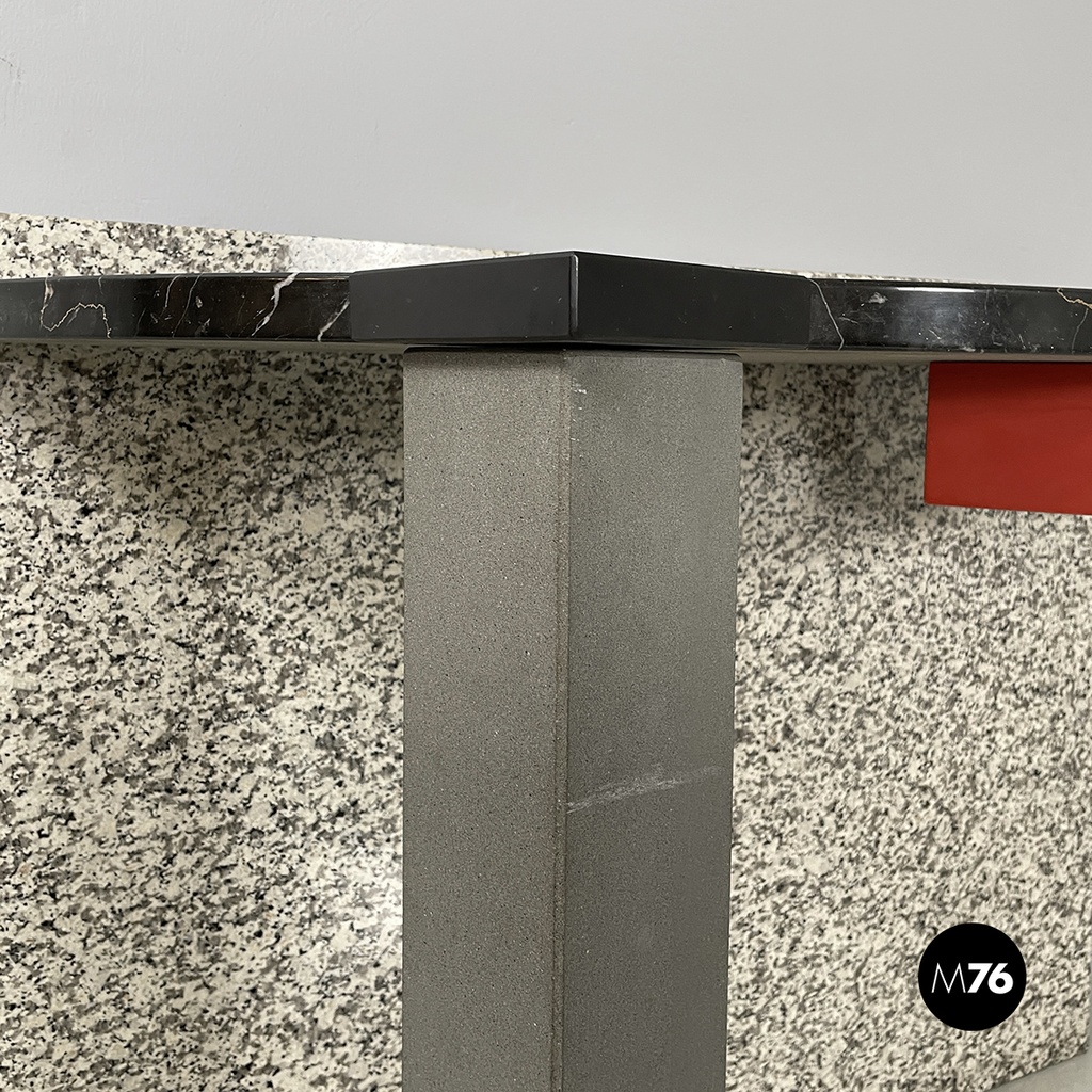 Italian modern Black marble granite console Belvedere by Cibic for Memphis 1980s