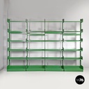 Italian modern green metal bookcase four modules and adjustable shelves, 1970s