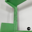 Italian modern green metal bookcase four modules and adjustable shelves, 1970s