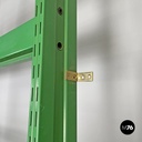 Italian modern green metal bookcase four modules and adjustable shelves, 1970s