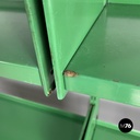 Italian modern green metal bookcase four modules and adjustable shelves, 1970s