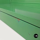 Italian modern green metal bookcase four modules and adjustable shelves, 1970s