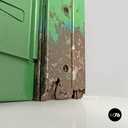 Italian modern green metal bookcase four modules and adjustable shelves, 1970s
