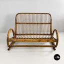 Italin mid-century modern garden bench in rattan, 1960s