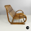 Italin mid-century modern garden bench in rattan, 1960s