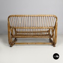 Italin mid-century modern garden bench in rattan, 1960s