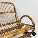 Italin mid-century modern garden bench in rattan, 1960s