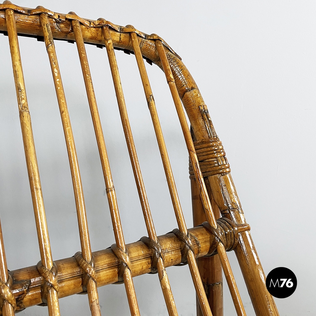 Italin mid-century modern garden bench in rattan, 1960s