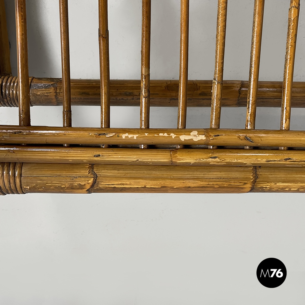 Italin mid-century modern garden bench in rattan, 1960s