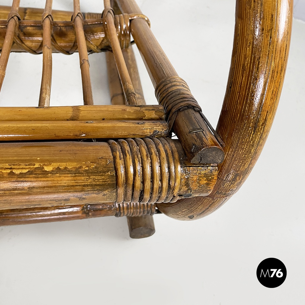 Italin mid-century modern garden bench in rattan, 1960s