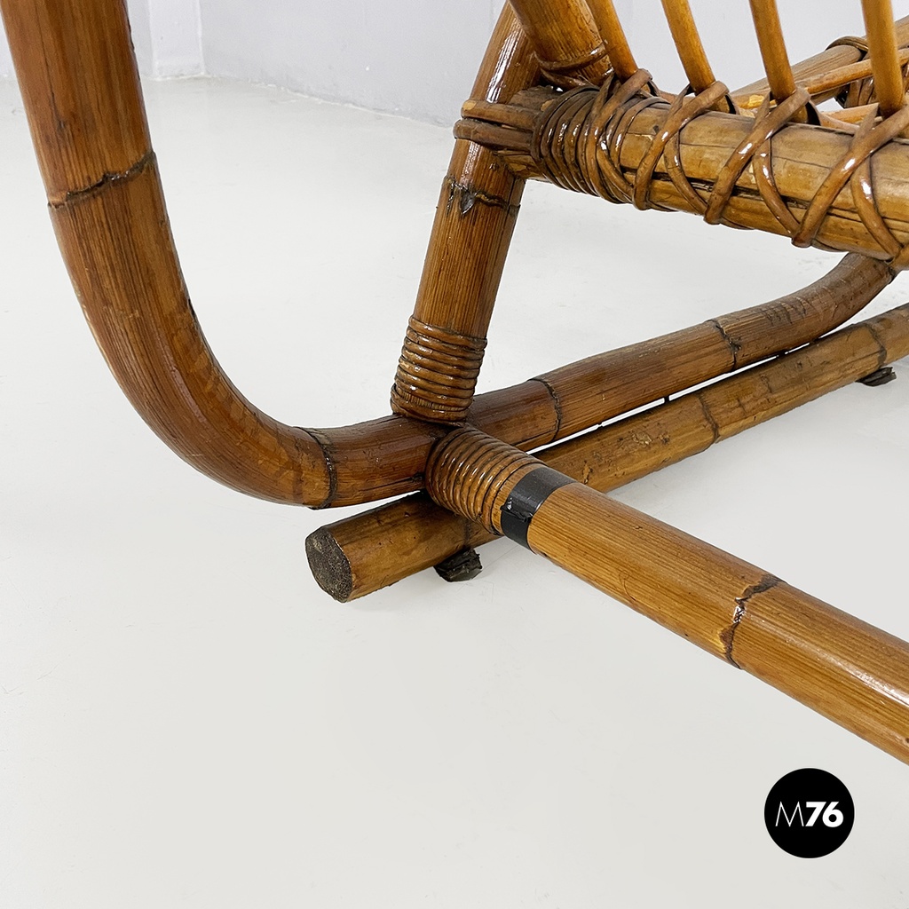 Italin mid-century modern garden bench in rattan, 1960s