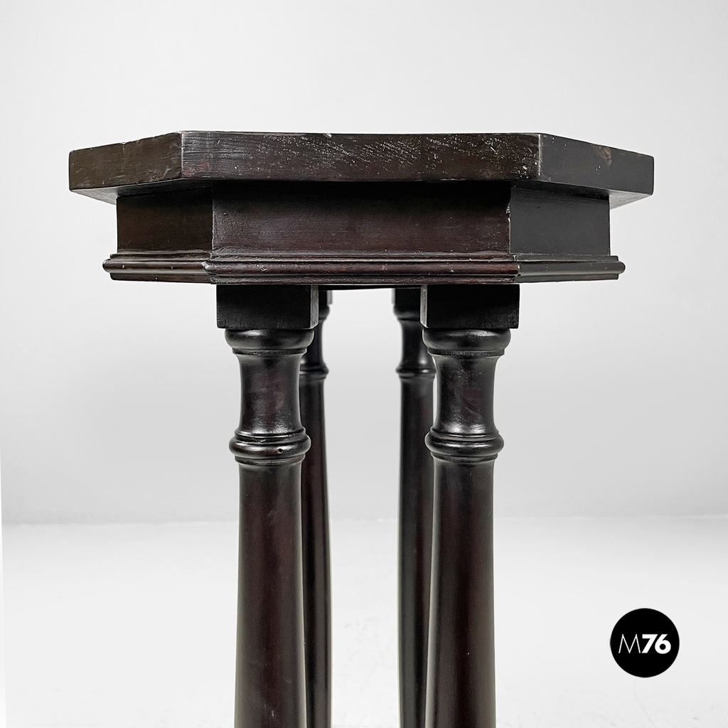 Italian antique turned wood consolle or coffee table, end of 1800s