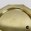 Italian modern octagonal brass centerpiece, serving plates or tray, 1970s