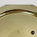 Italian modern octagonal brass centerpiece, serving plates or tray, 1970s