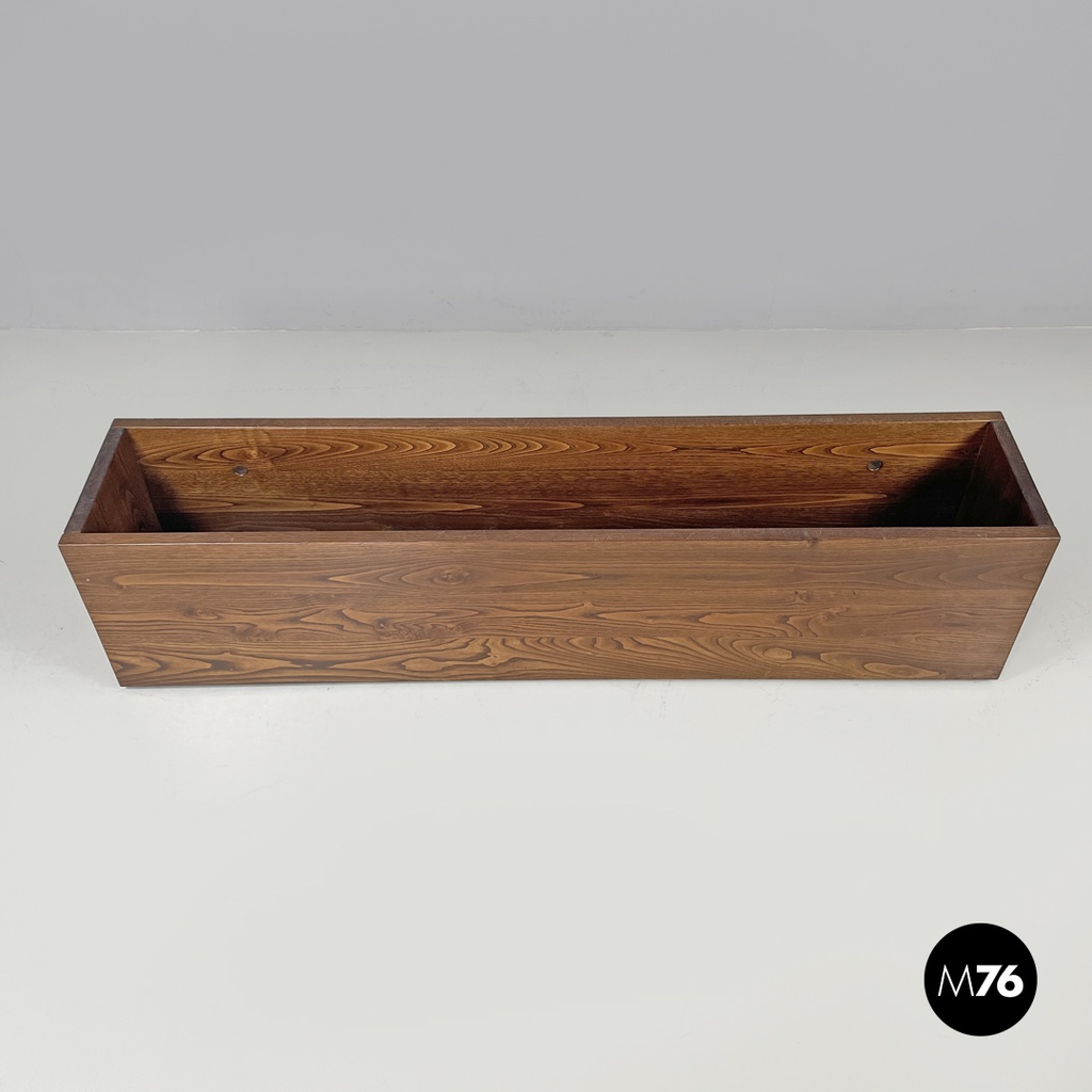 Italian post-modern elongated rectangular wooden planter with wheels, 1980s