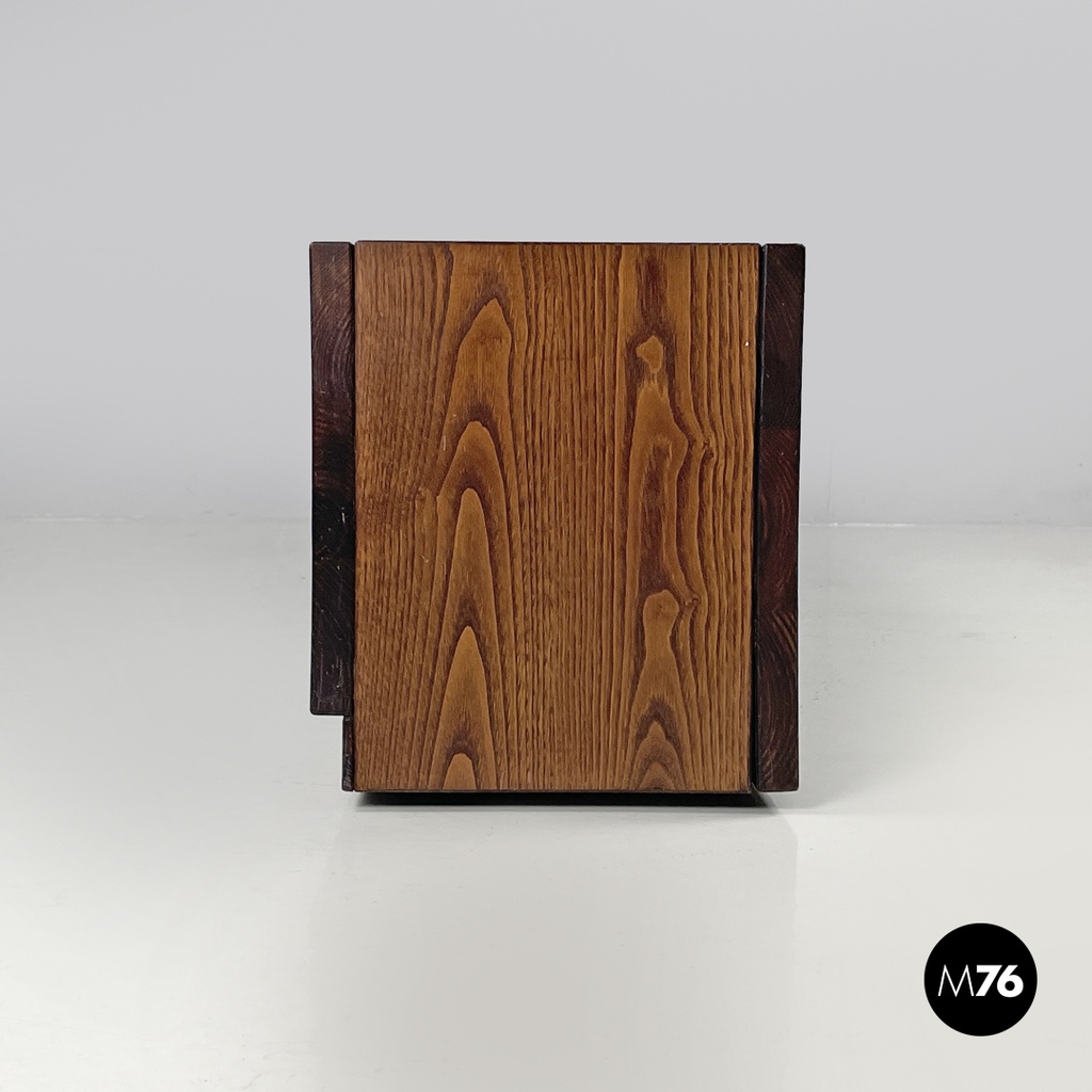 Italian post-modern elongated rectangular wooden planter with wheels, 1980s