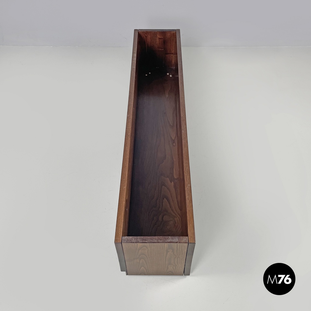 Italian post-modern elongated rectangular wooden planter with wheels, 1980s