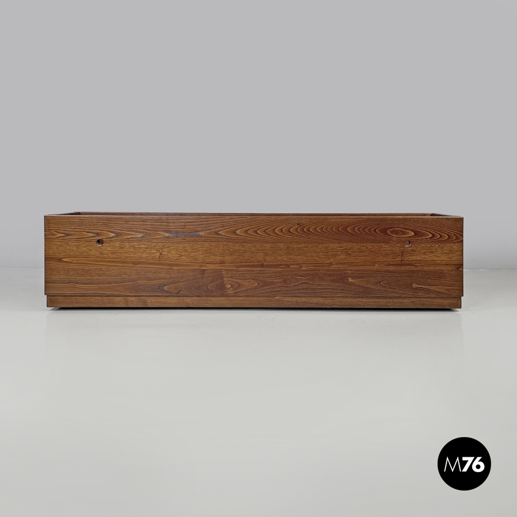 Italian post-modern elongated rectangular wooden planter with wheels, 1980s