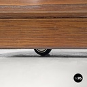 Italian post-modern elongated rectangular wooden planter with wheels, 1980s