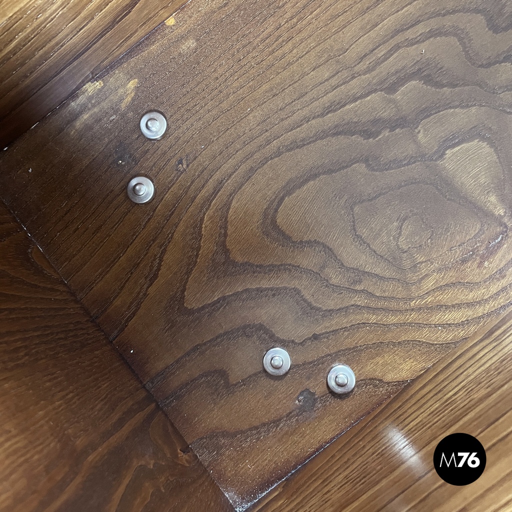 Italian post-modern elongated rectangular wooden planter with wheels, 1980s