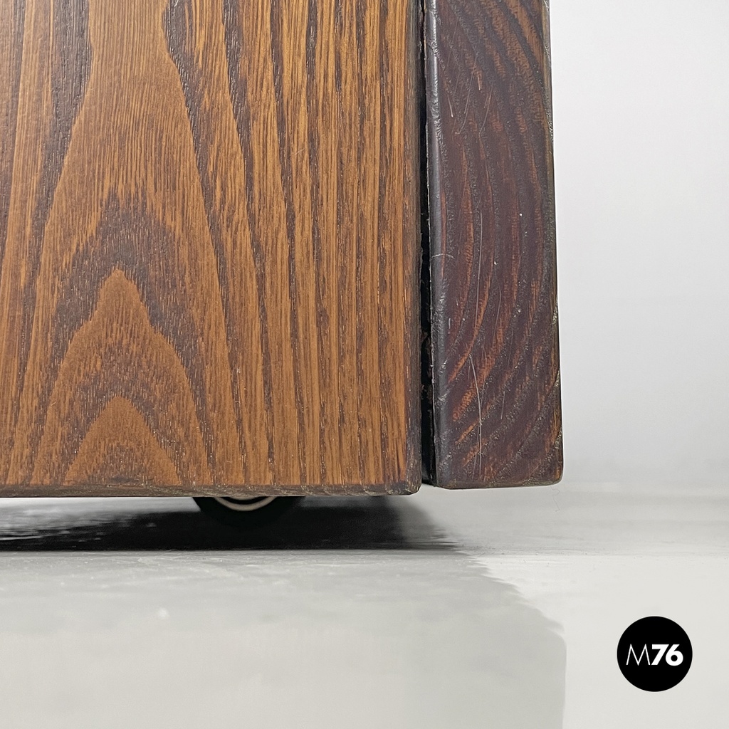 Italian post-modern elongated rectangular wooden planter with wheels, 1980s