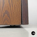 Italian post-modern elongated rectangular wooden planter with wheels, 1980s