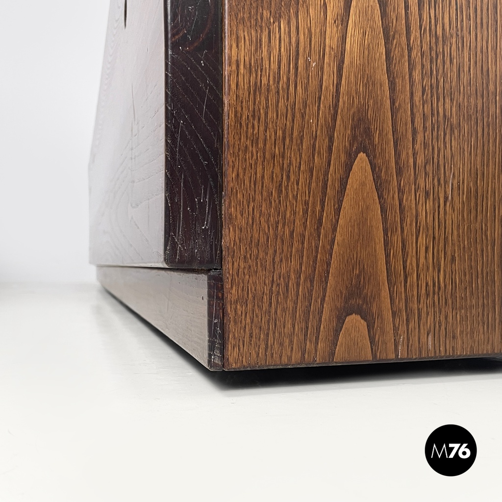 Italian post-modern elongated rectangular wooden planter with wheels, 1980s