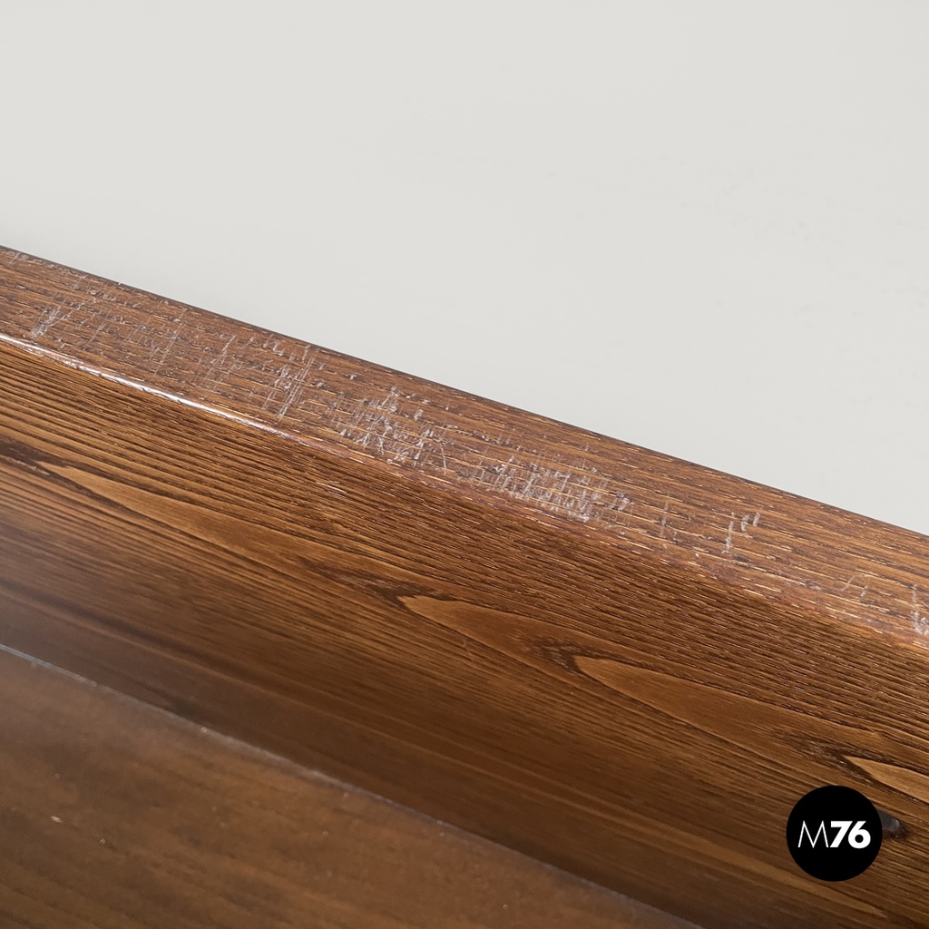 Italian post-modern elongated rectangular wooden planter with wheels, 1980s