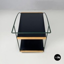 Italian post-modern cart black laminate shelves and green metal structure 1980s