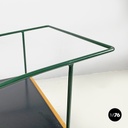 Italian post-modern cart black laminate shelves and green metal structure 1980s
